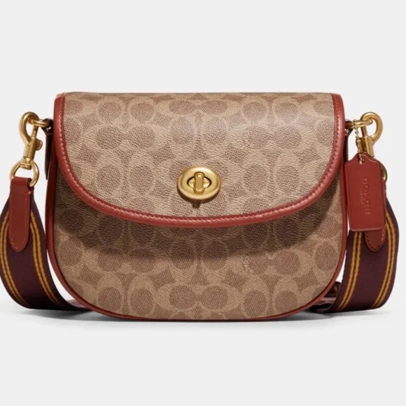 Coach Willow Saddle Bag Signature B4/ Tan Rust - Picture 1 of 16
